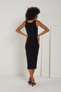 Whyte Studio - Vestido Midi com Pesponto Preto