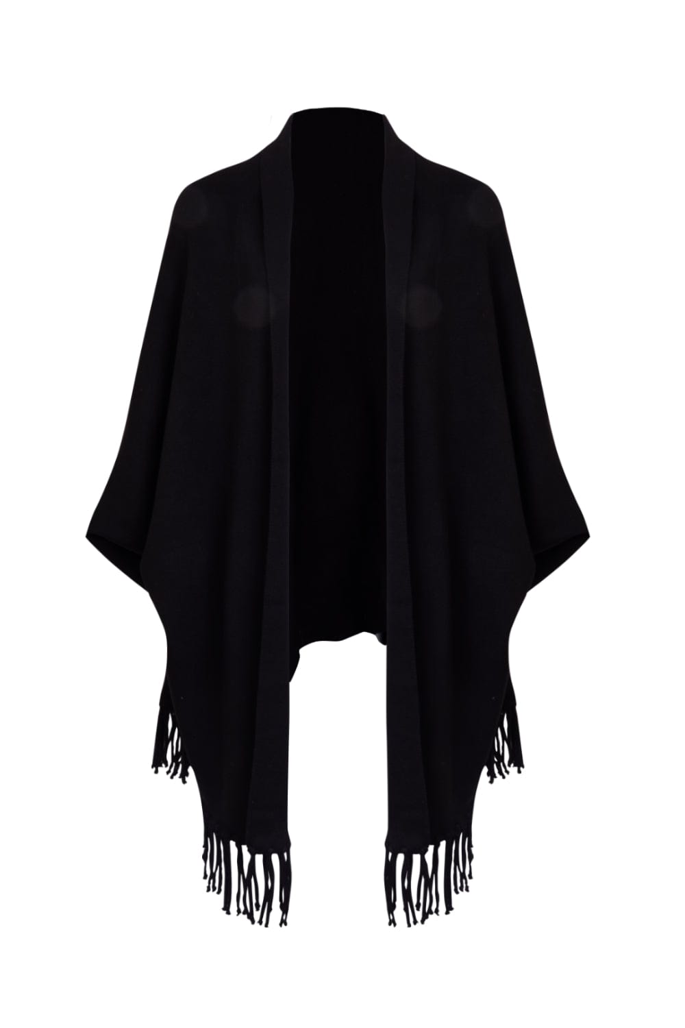 Viviane Furrier - Poncho Tricot com Franjas Preto