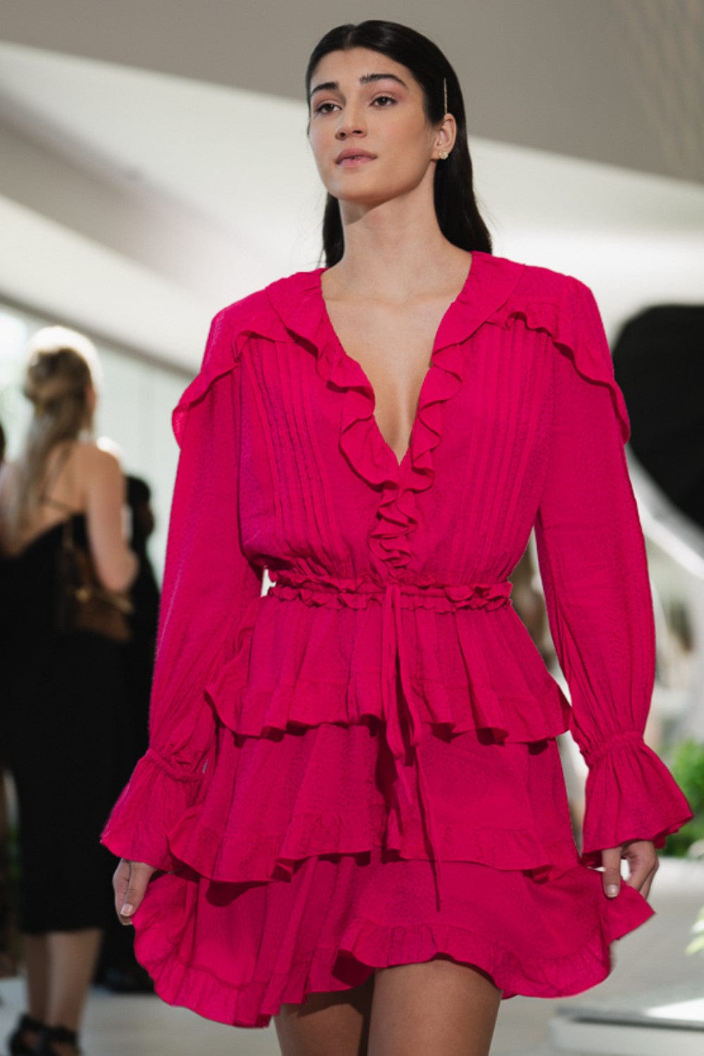 Coolrated - Vestido Curto Babados Rosa