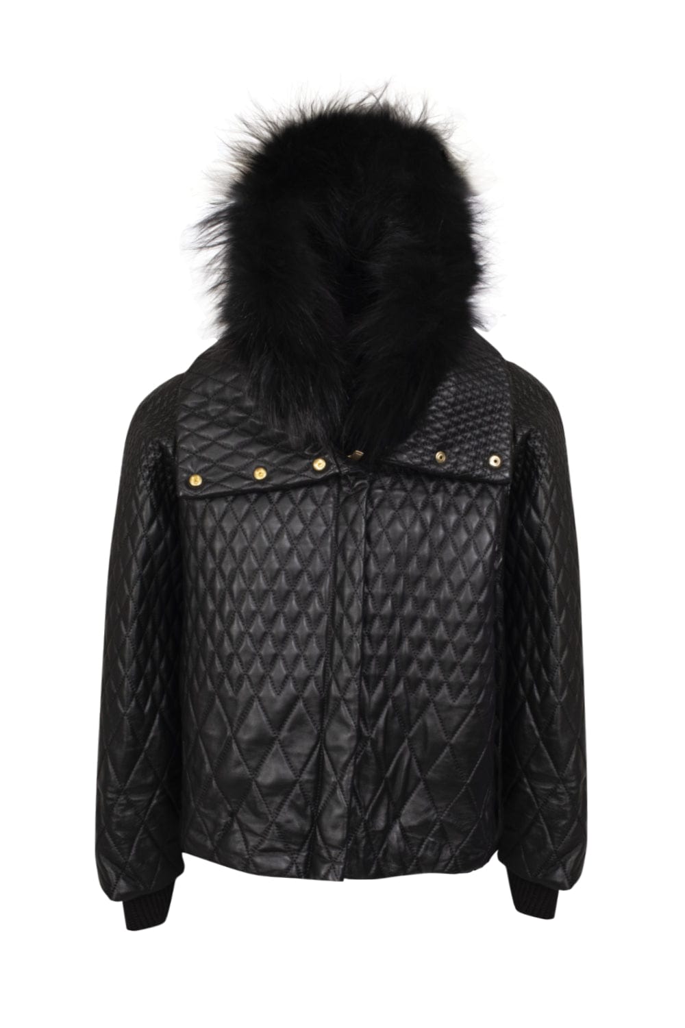 Access - Jaqueta Metalassê Couro com Pele e Tricot