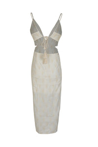 L'Cecci - Vestido Midi Bordado Viscolinho Off White