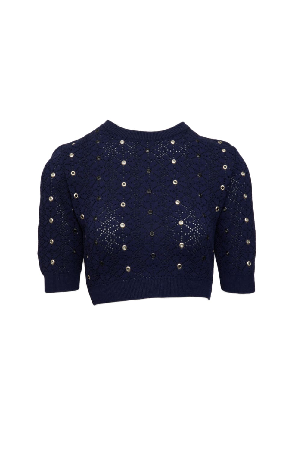 Coven - Blusa Cropped Tricot Ilhós Rendado