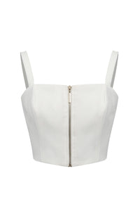 Allma For Us - Blusa Cropped Zíper Alfaiataria Off White