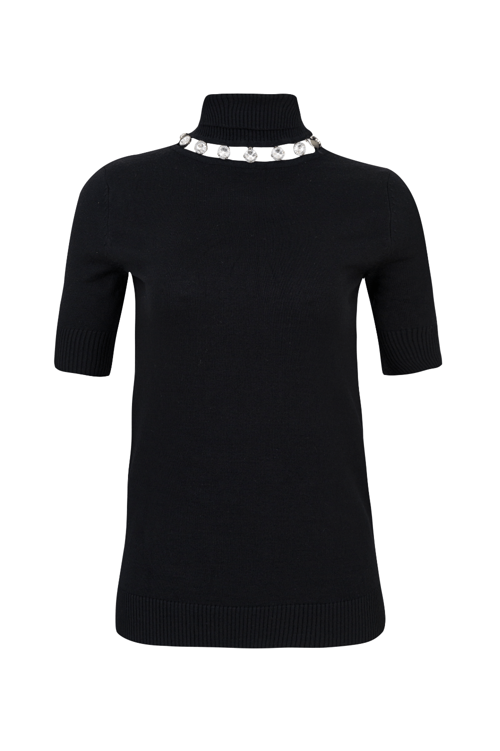 Spell - Blusa Manga Curta Gola Alta com Cristais