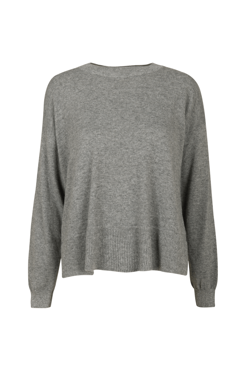 Vicolo - Blusa Manga Longa Gola Canoa Cinza