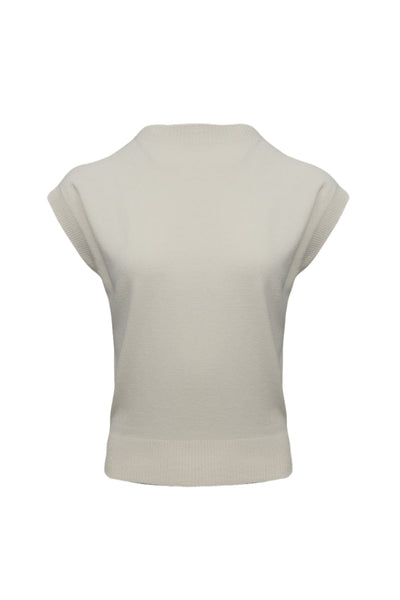 Viviane Furrier - Blusa sem Manga em Tricot Off White