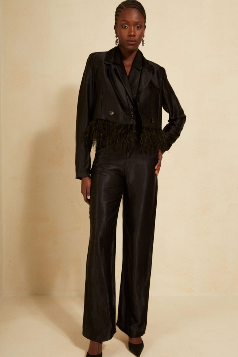 L'Cecci - Calça Alfaiataria  L'Cecci Acetinada Preto