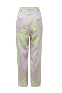 Yukio - Calça Linho Estampada Light Coral Lime