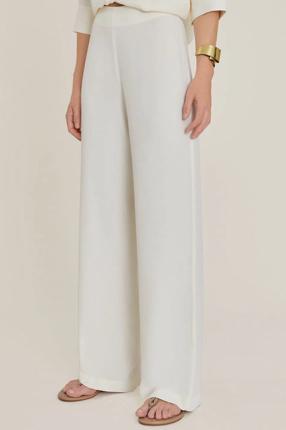Lenny Niemeyer - Calça Pantalona Cós Inteiro Off White