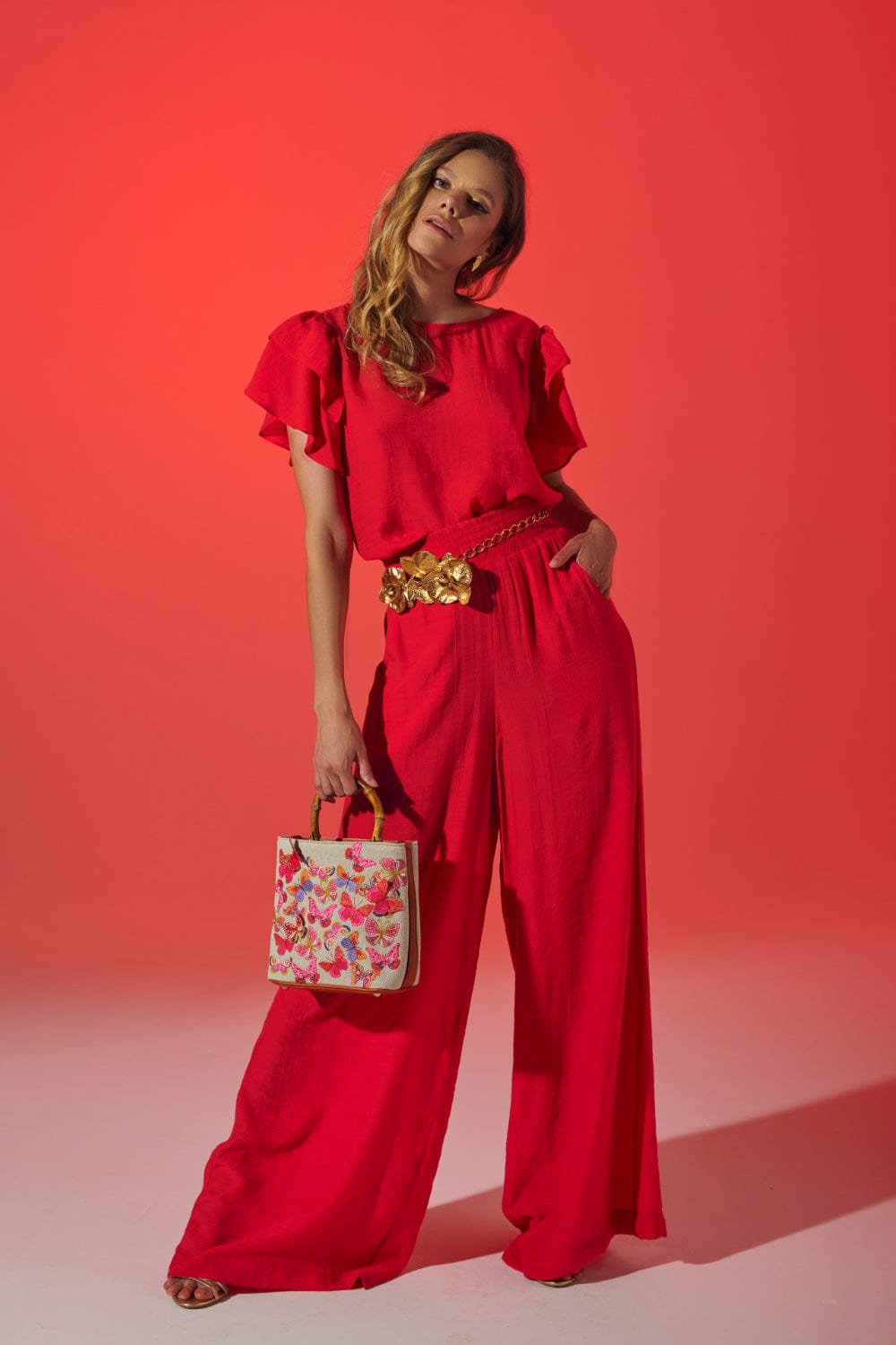 Romaria - Blusa Manga Curta Vermelho