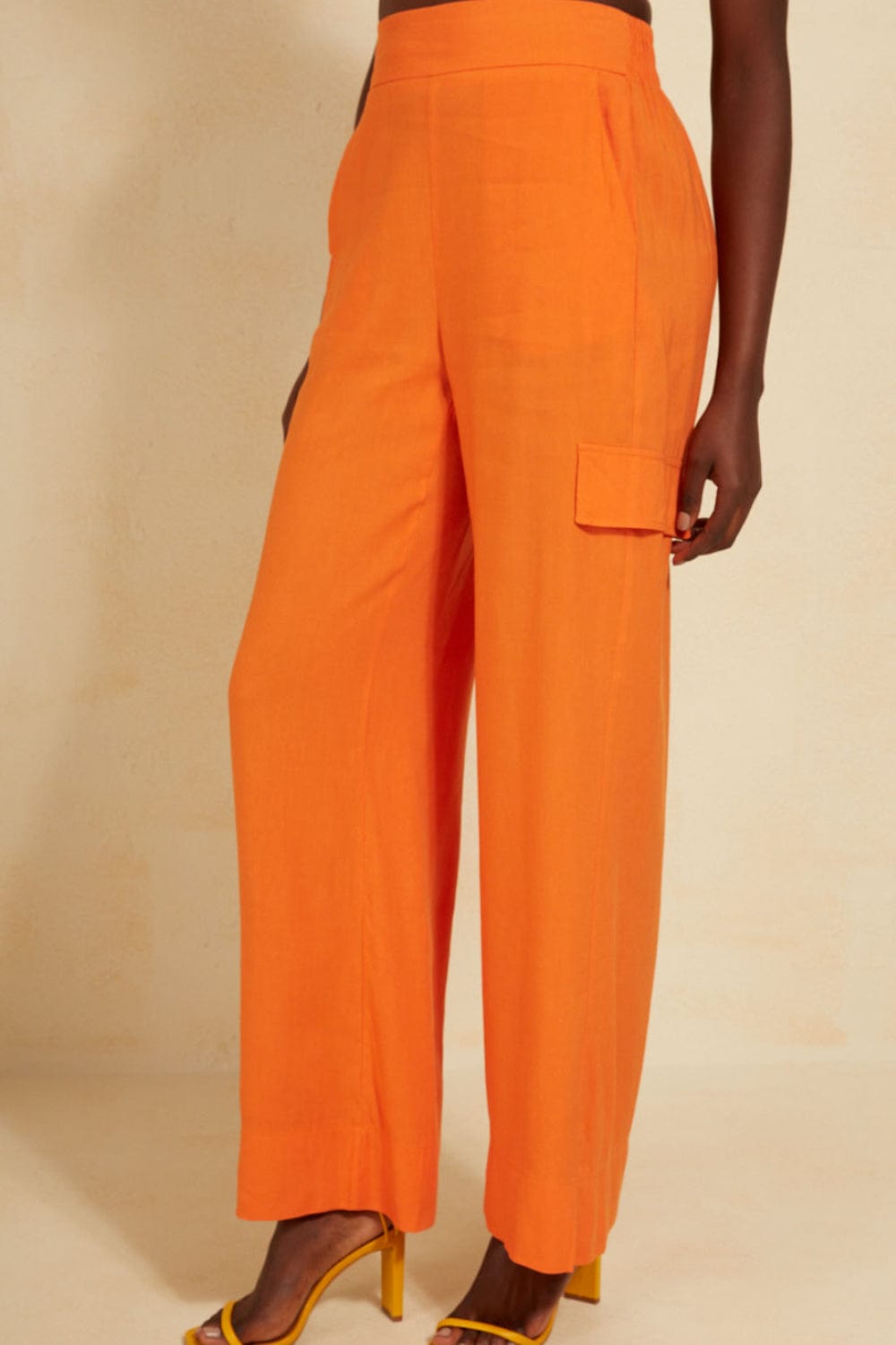 L'Cecci - Calça Reta Alfaiataria Laranja