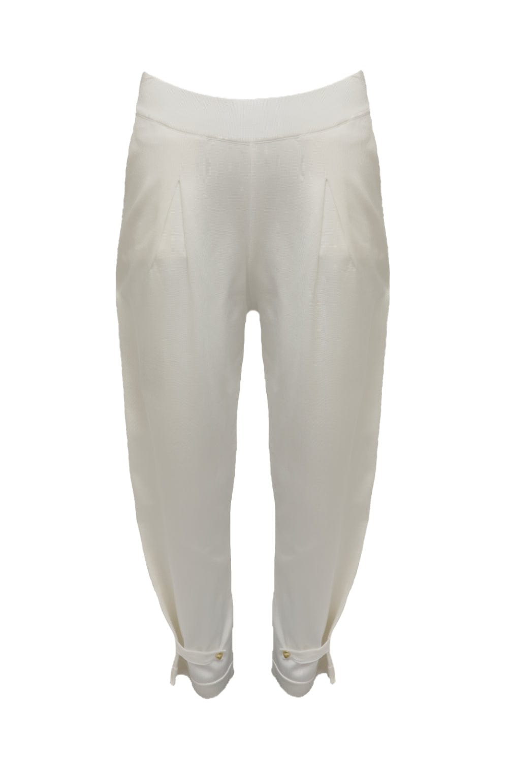 Viviane Furrier - Calça Bufante com Pregas em Tricot Off White