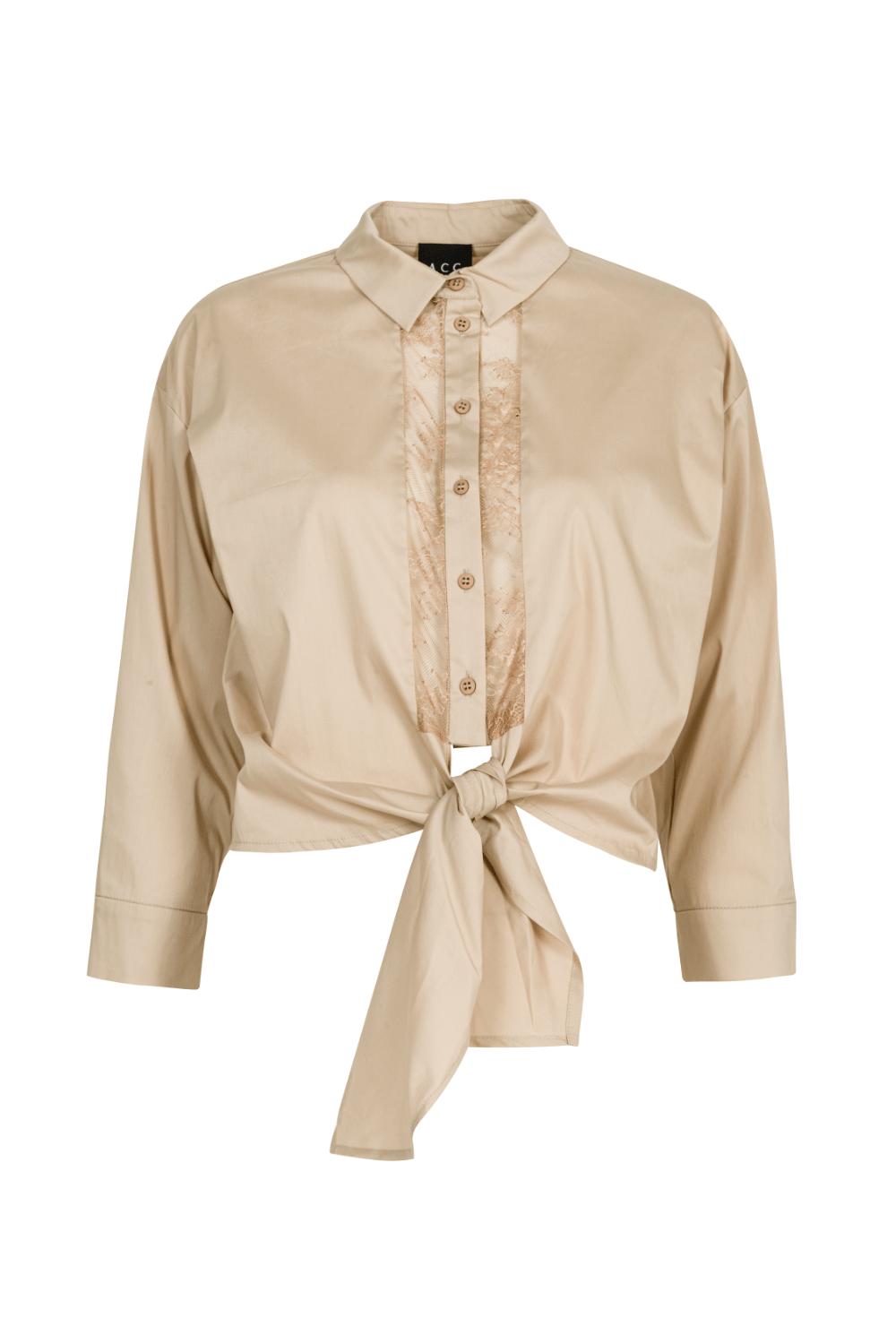 Access - Camisa Cropped Manga Longa Bege