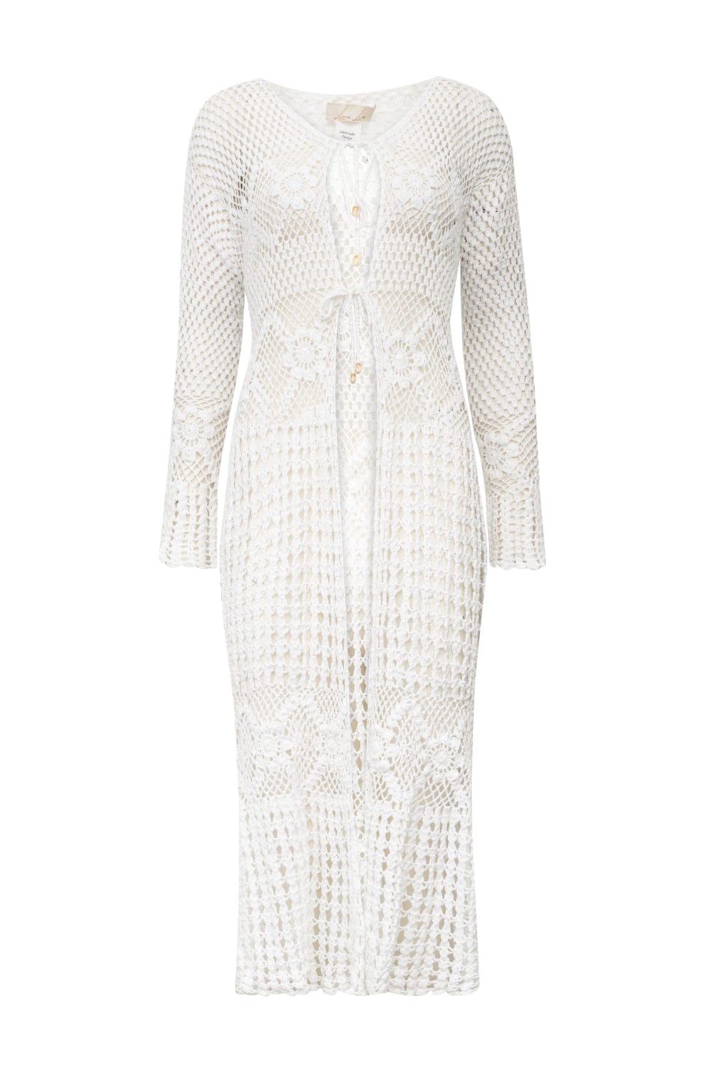 Club - Cardigan Longo Crochet Branco