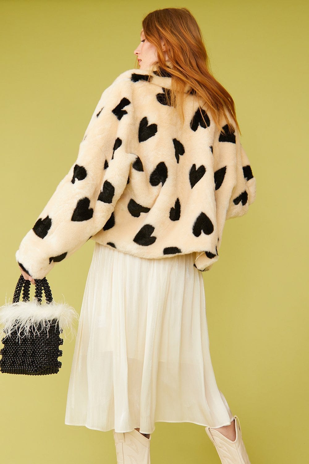 Jayley - Casaco Pêlo Sintético Heart Print