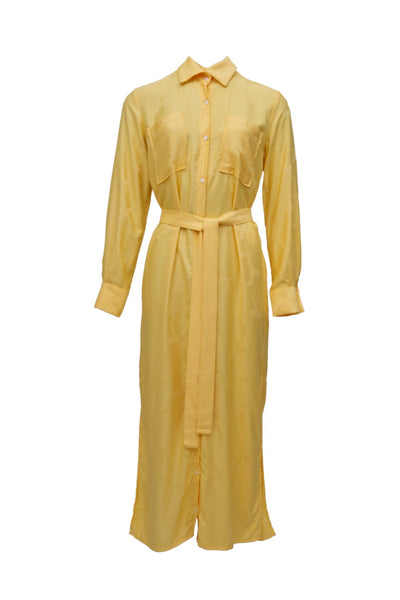 L'Cecci - Vestido Longo Chemisier Jacquard Amarelo