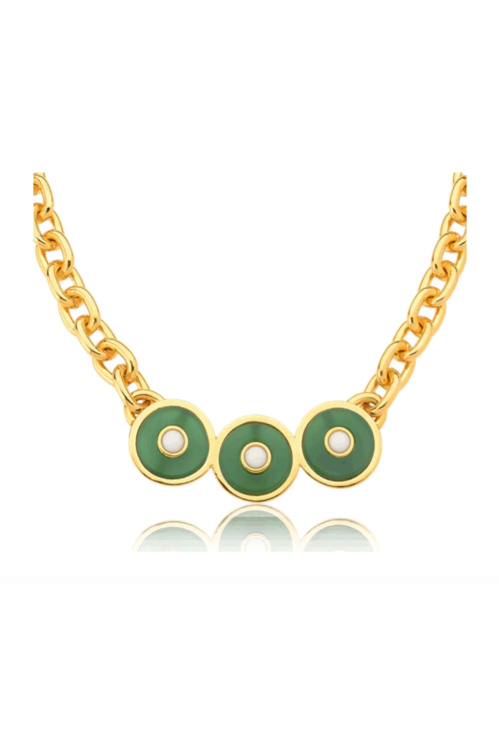 Aimer - Colar Ciclos Ágata verde e Porcelana Banhado a Ouro