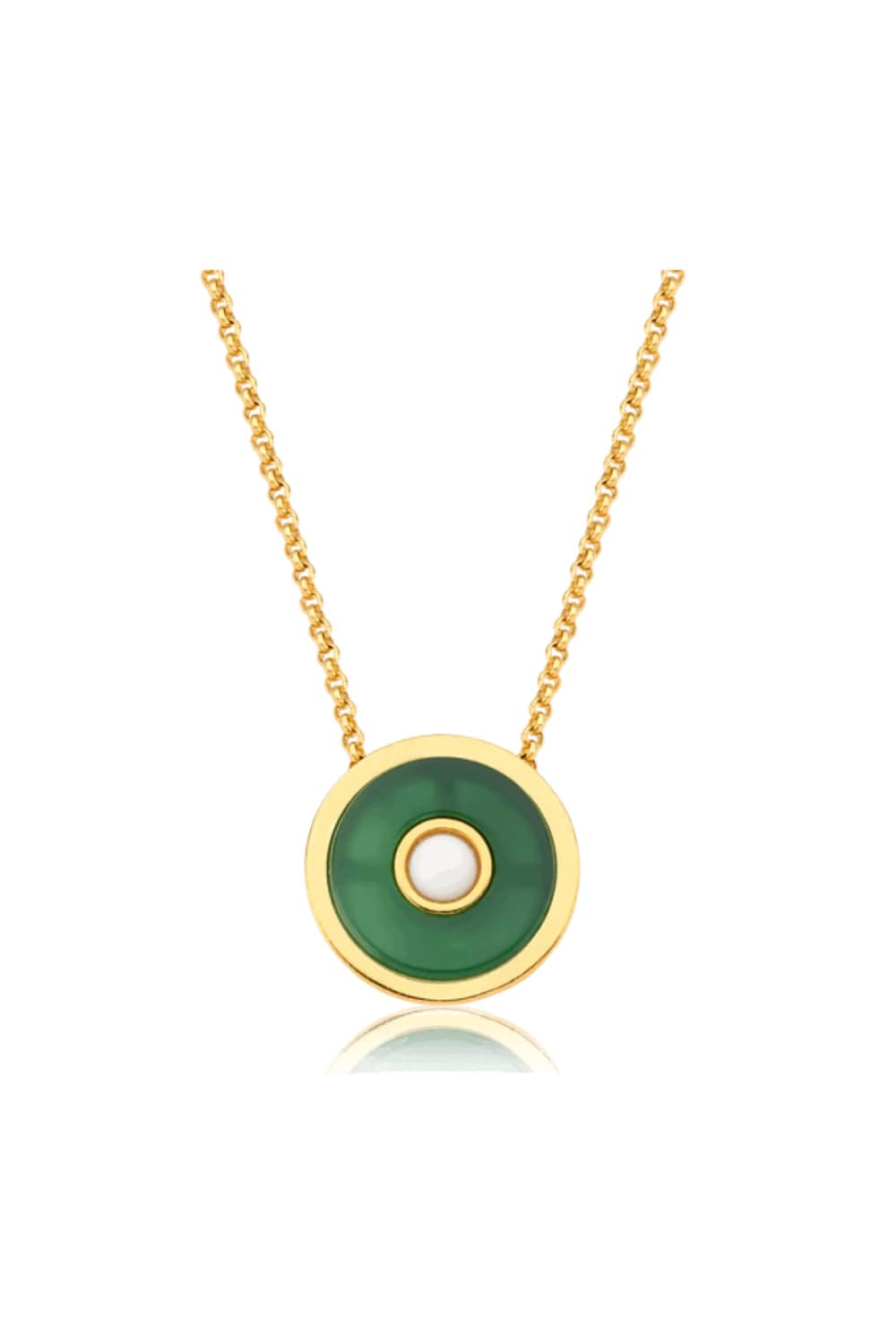 Aimer - Colar Iris Ágata Verde e Porcelana Banhado a Ouro