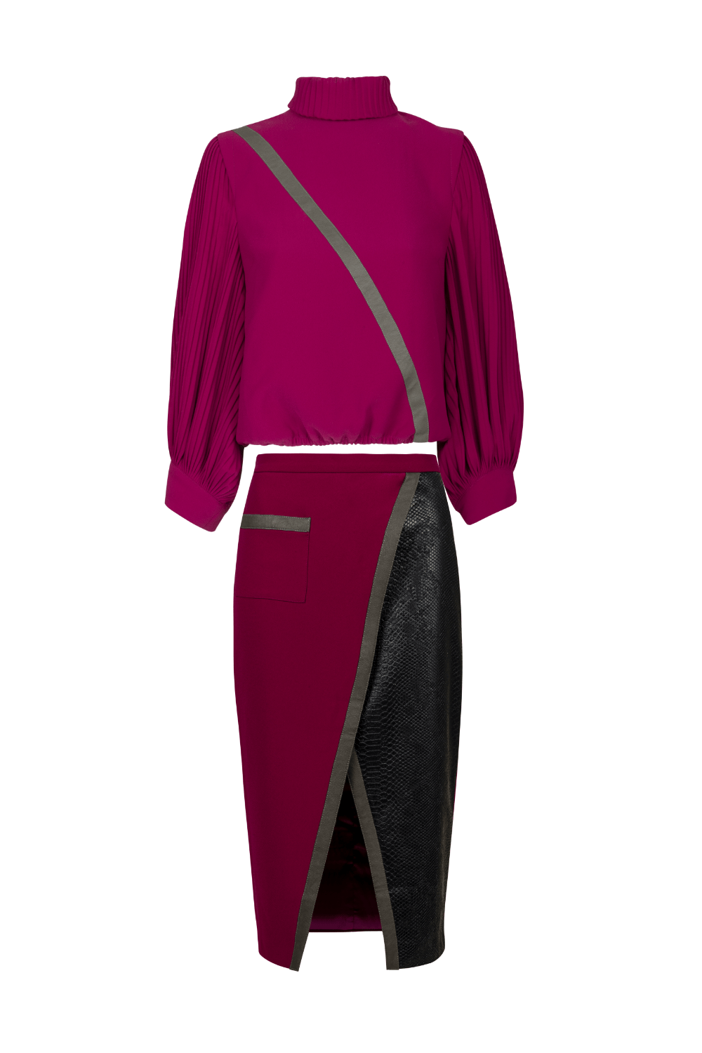 Zell - Conjunto Saia Lápis com Fenda Frontal e Cropped