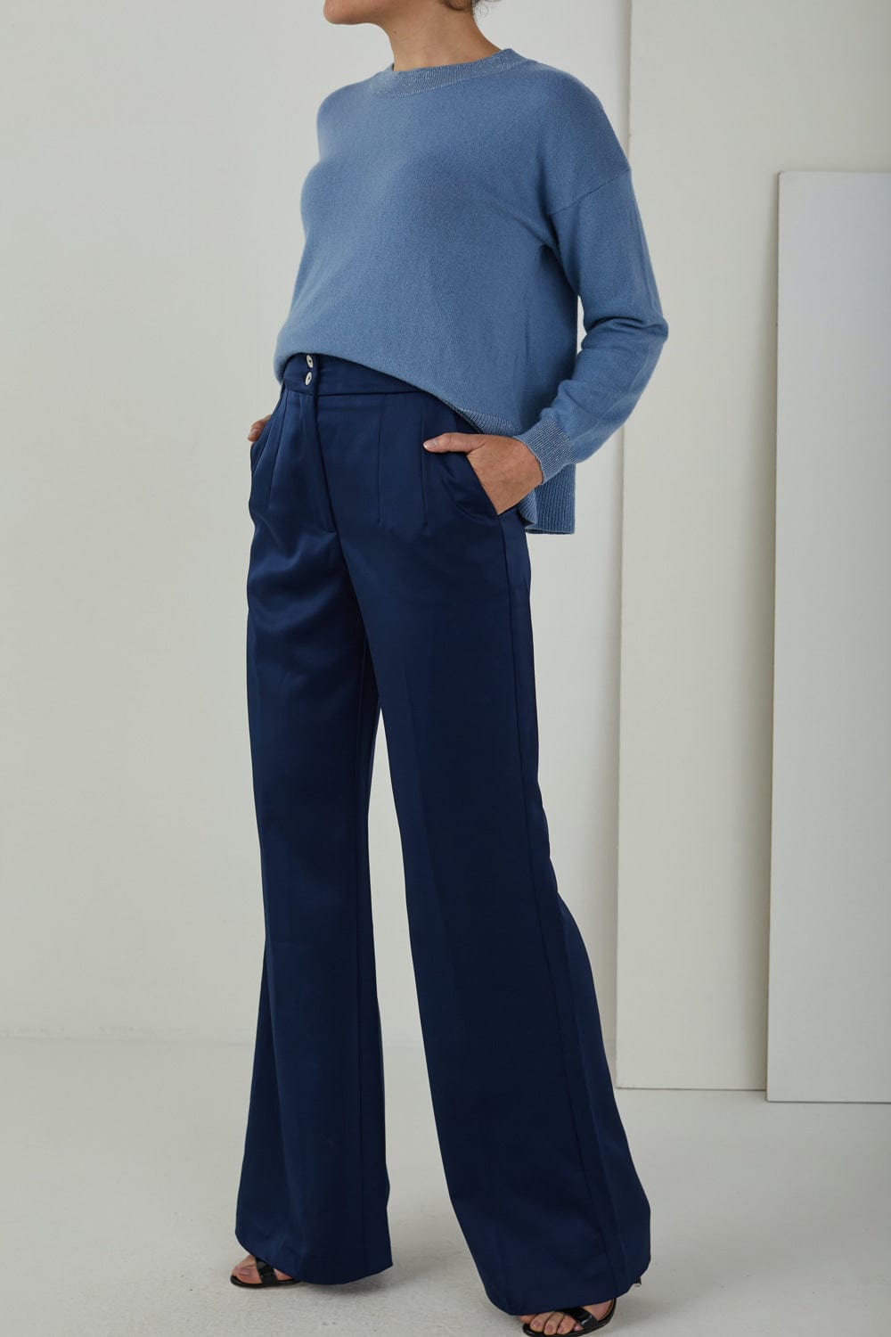 Access - Calça Alfaiataria Pantalona Azul Marinho