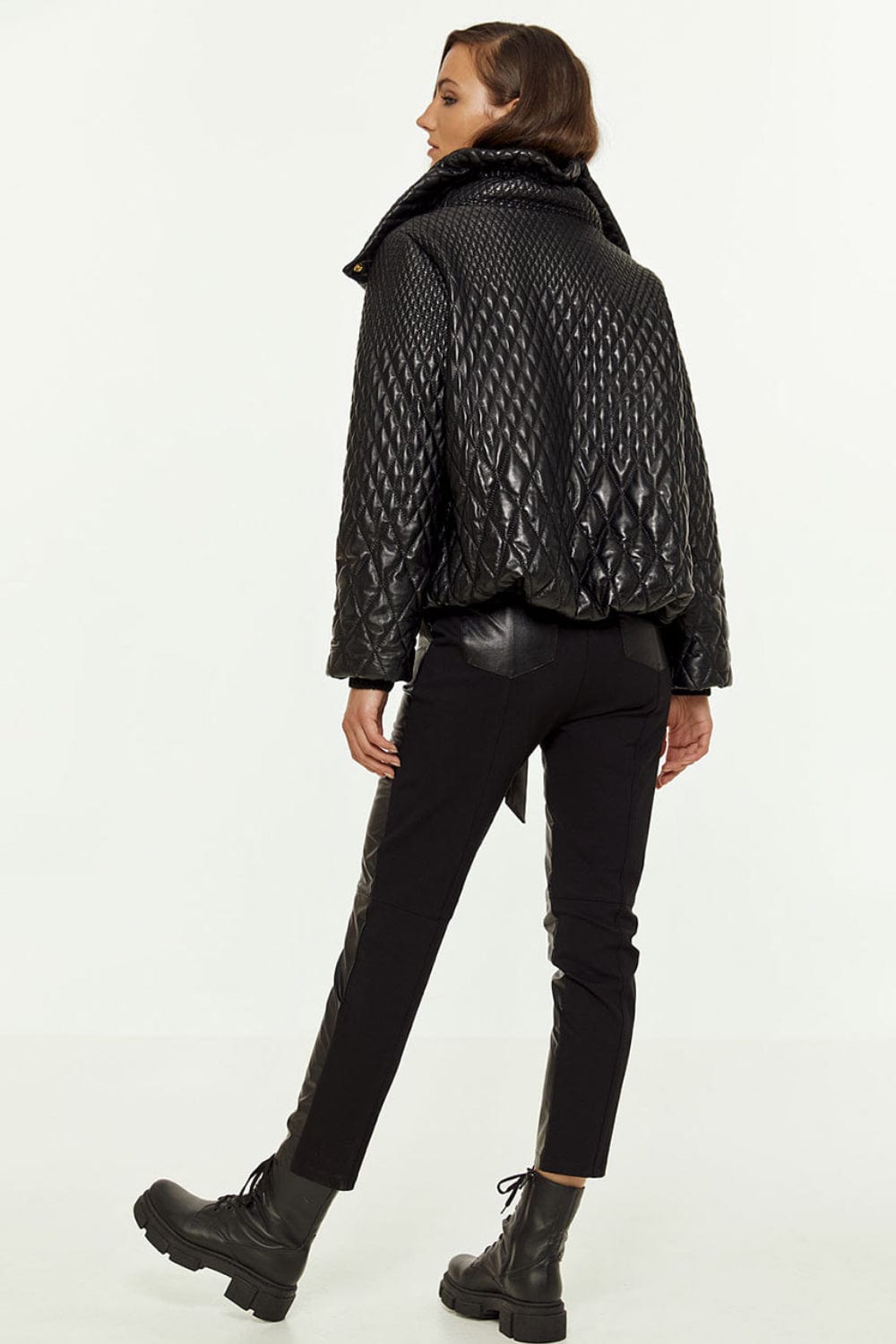 Access - Jaqueta Metalassê Couro com Pele e Tricot