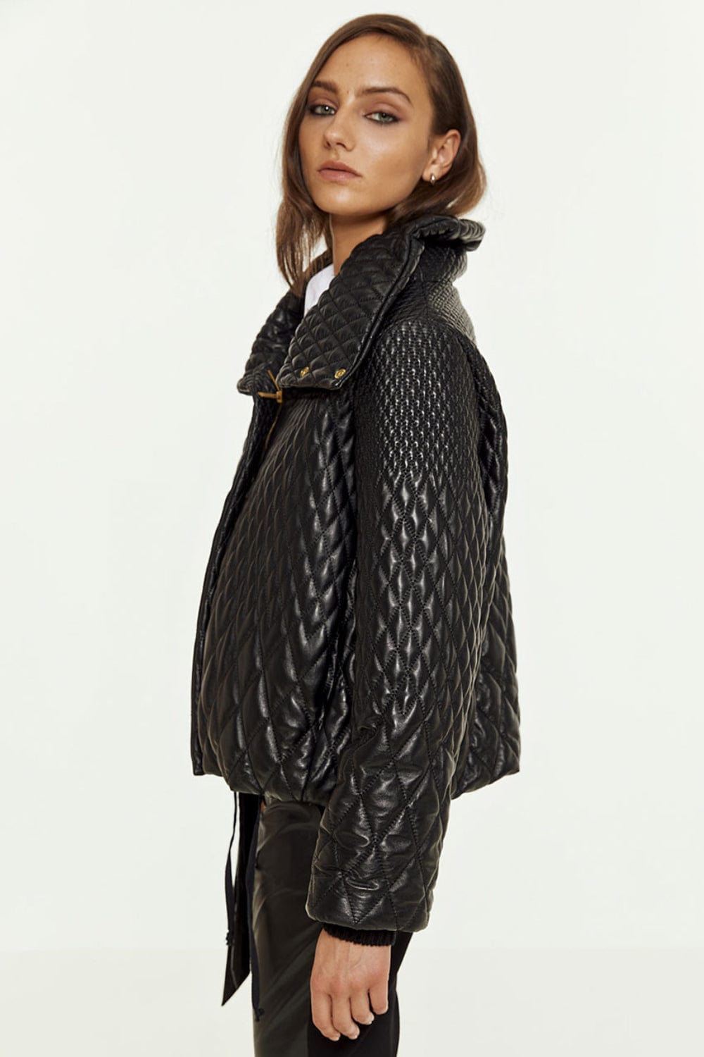 Access - Jaqueta Metalassê Couro com Pele e Tricot