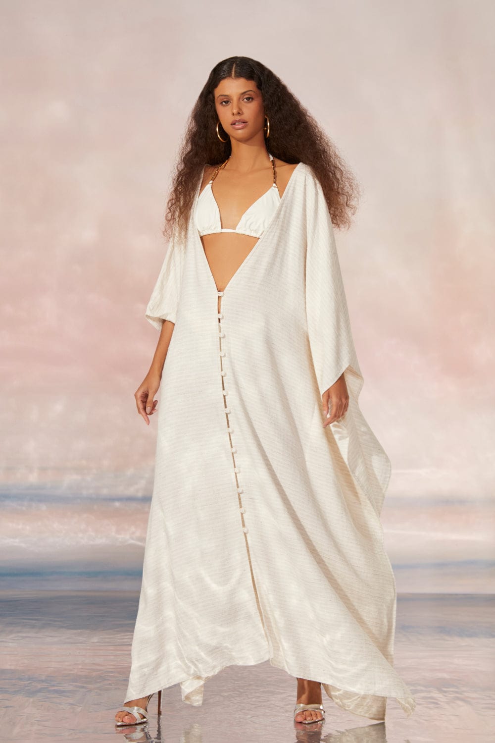 Tissé - Vestido Longo Kaftan Reta Alira Natural