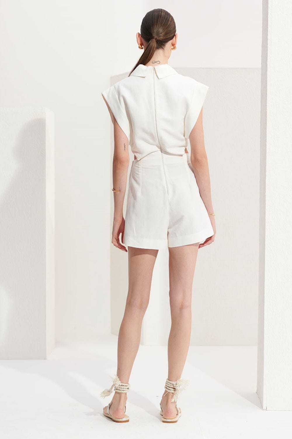 L'Cecci - Macaquinho Recortes Viscolinho Off White