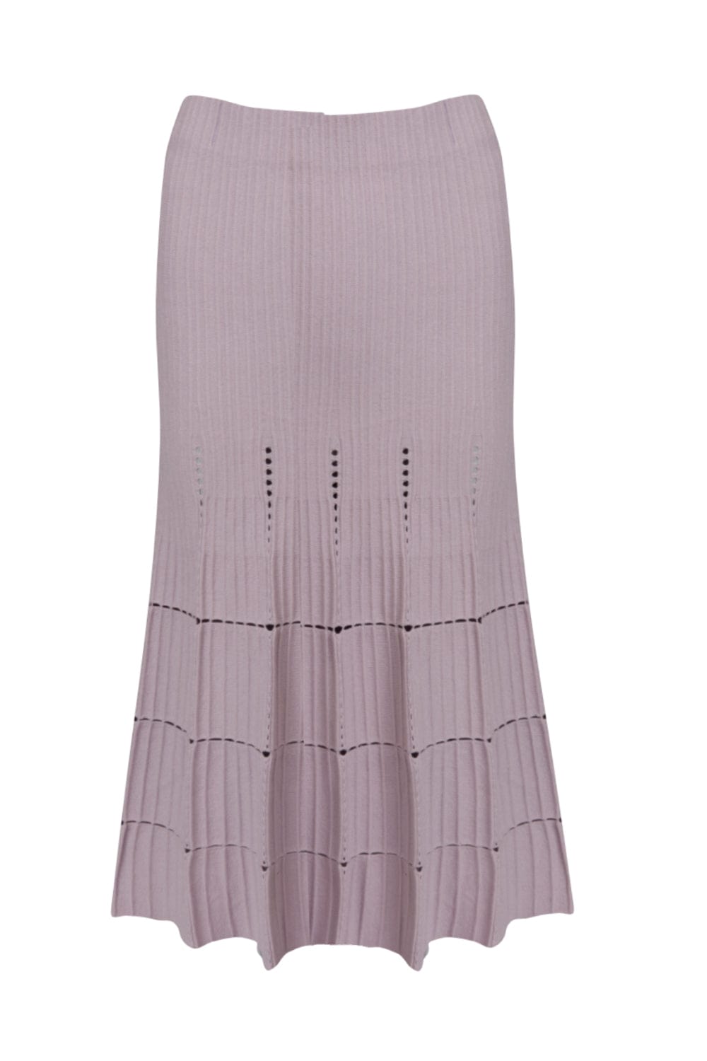 Viviane Furrier - Saia Midi em Tricot com Vazados Modulados Lilas