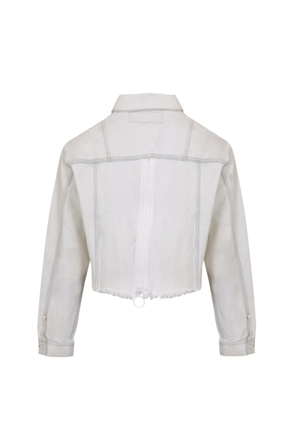 Whyte Studio - Jaqueta Cropped Jeans Lavado com Fecho nas Costas