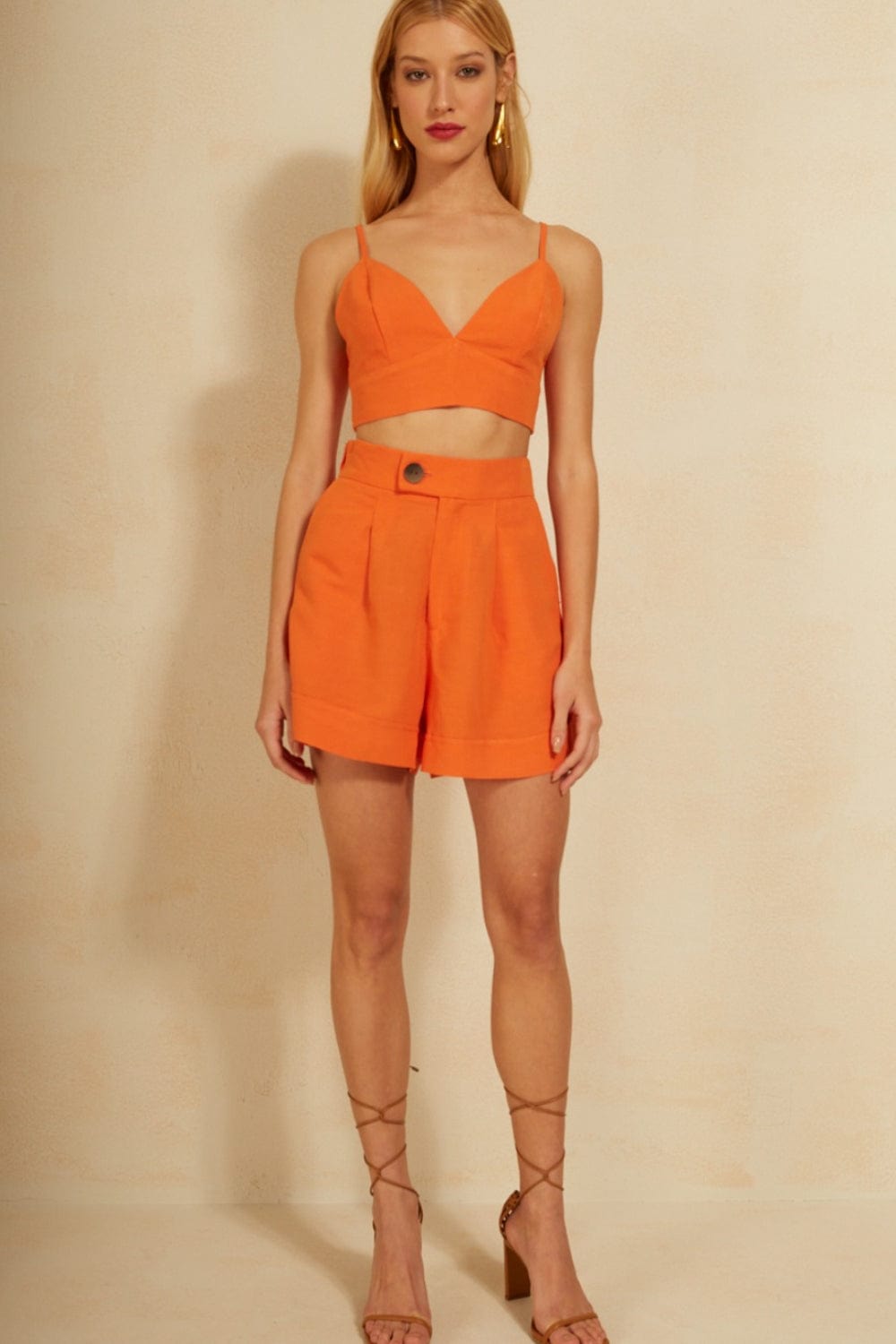 L'Cecci - Top Estruturado Viscolinho Laranja