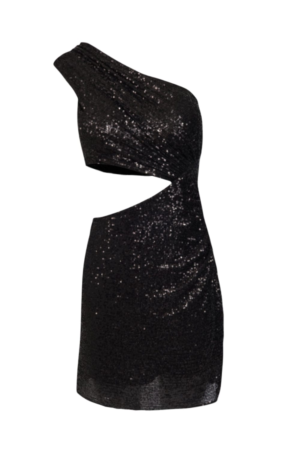 Dolps - Vestido Curto Beth um Ombro em Paetês Preto