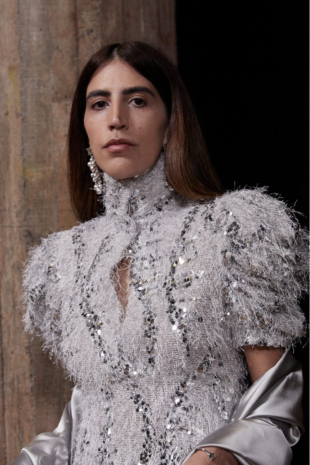 Glória Coelho - Vestido Midi em Paetês Island Prata