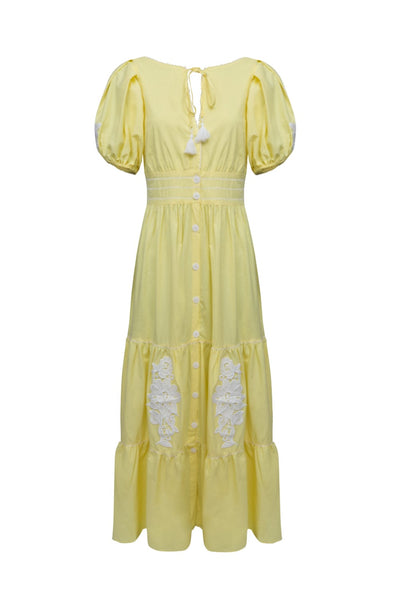 Lalibela - Vestido Longo Clafoutis Amarelo