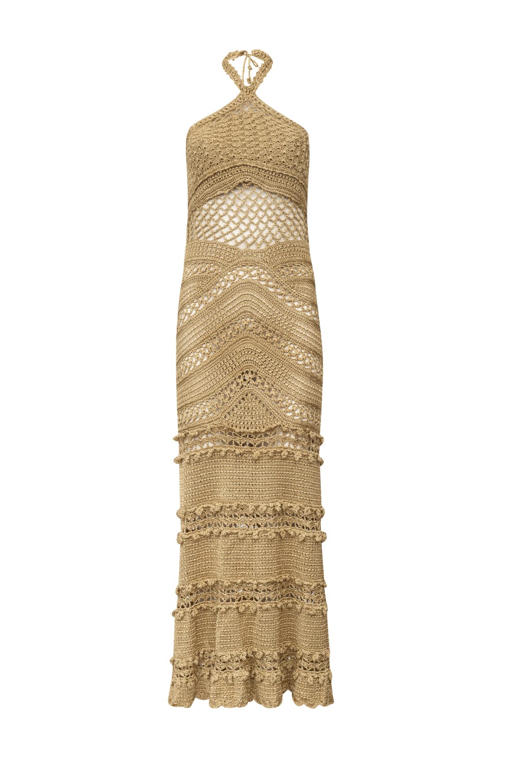 Club - Vestido Longo de Crochet Dourado