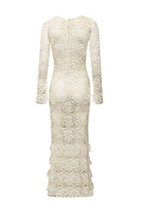 Club - Vestido Longo de Crochet Tassel Branco