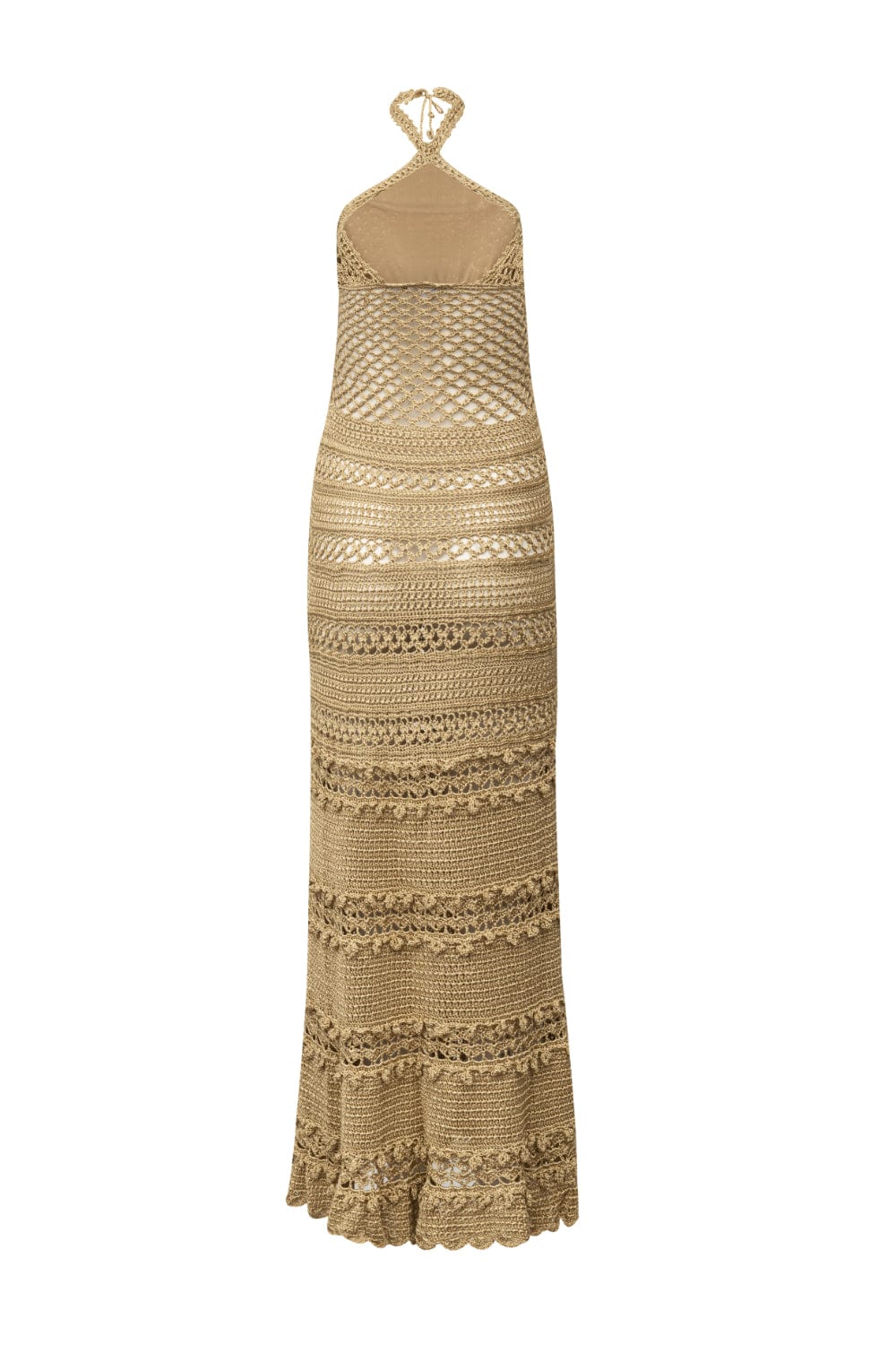 Club - Vestido Longo de Crochet Dourado