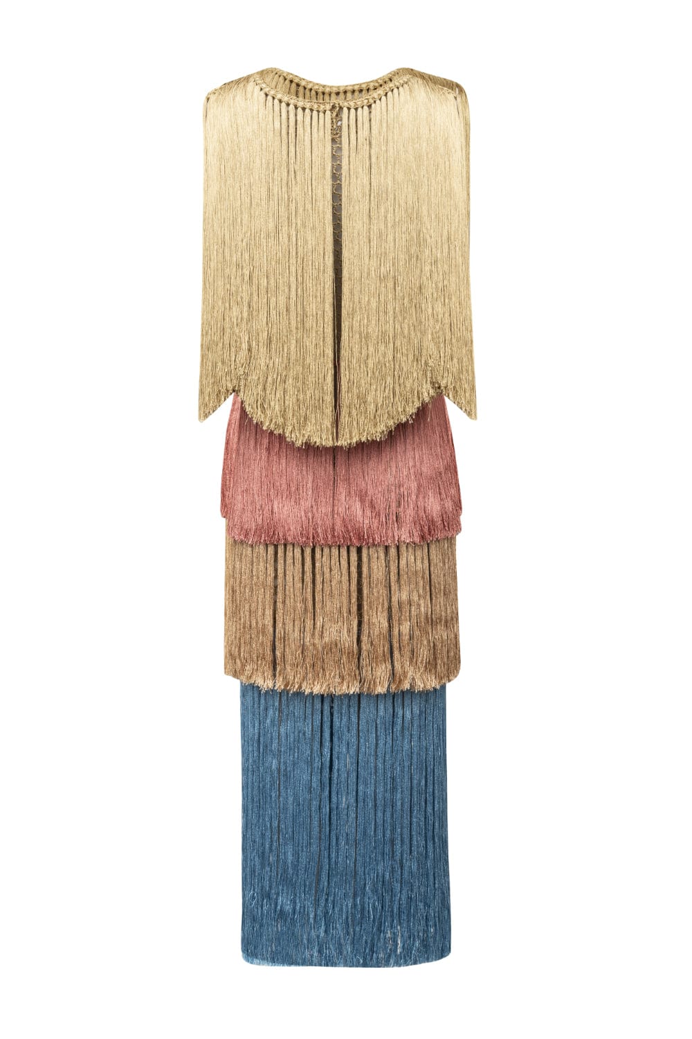 Andrea Almeida - Vestido Longo de Franjas Multicolor Crochet Multicor