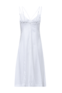 Lalibela - Vestido Midi Alças Duplas Viscolinho Branco