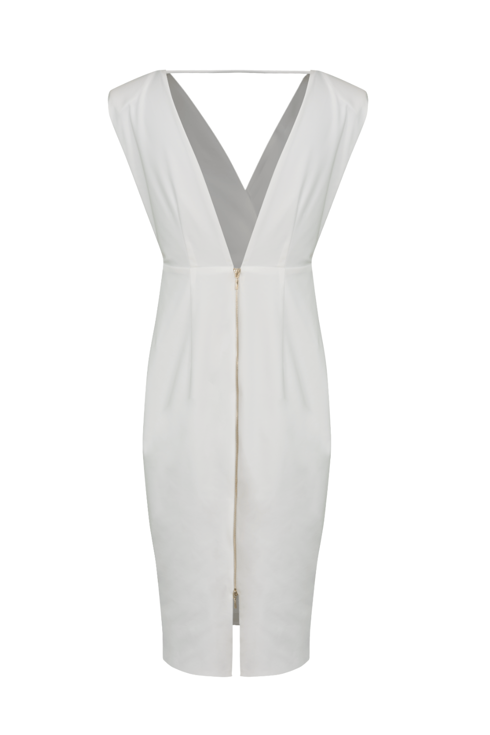Access - Vestido Midi Lápis com Decote em V Off White