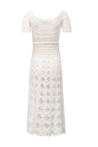 Club - Vestido Midi de Crochet Branco