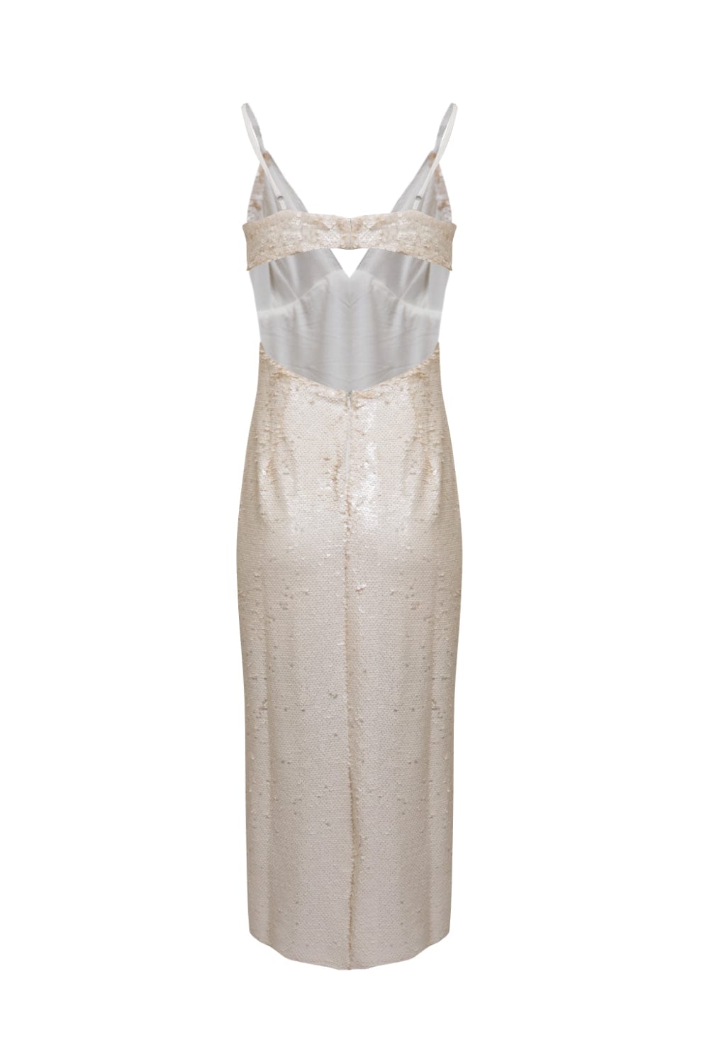 L'Cecci - Vestido Midi em Paetês Off White