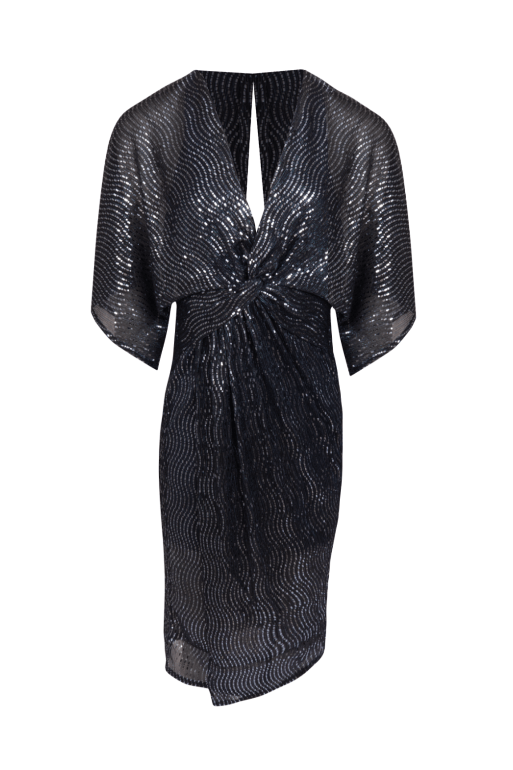 Dolps - Vestido Midi em Paetês Alfa Azul Marinho