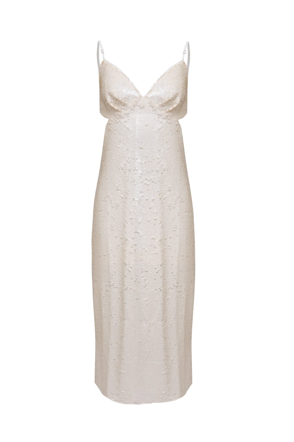 L'Cecci - Vestido Midi em Paetês Off White