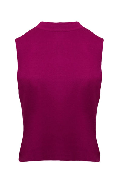 Viviane Furrier - Blusa sem Manga Gola Alta em Tricot Fucsia