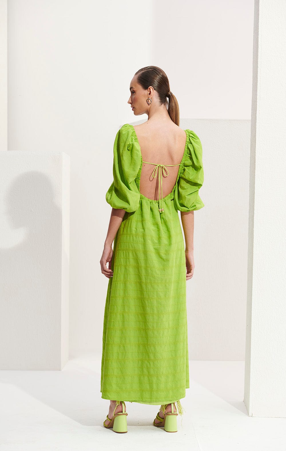 L'Cecci - Vestido Longo Manga Bufante Verde