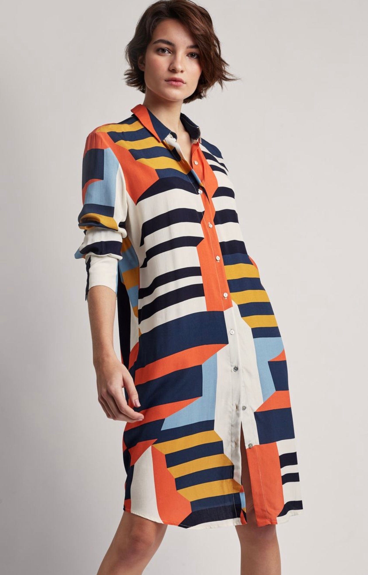 Lenny Niemeyer - Vestido Curto Chemisier  Manga Longa Mexico