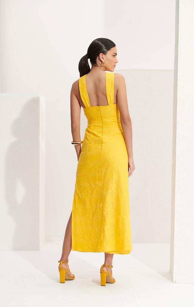 L'Cecci - Vestido Longo Jaguard Amarelo