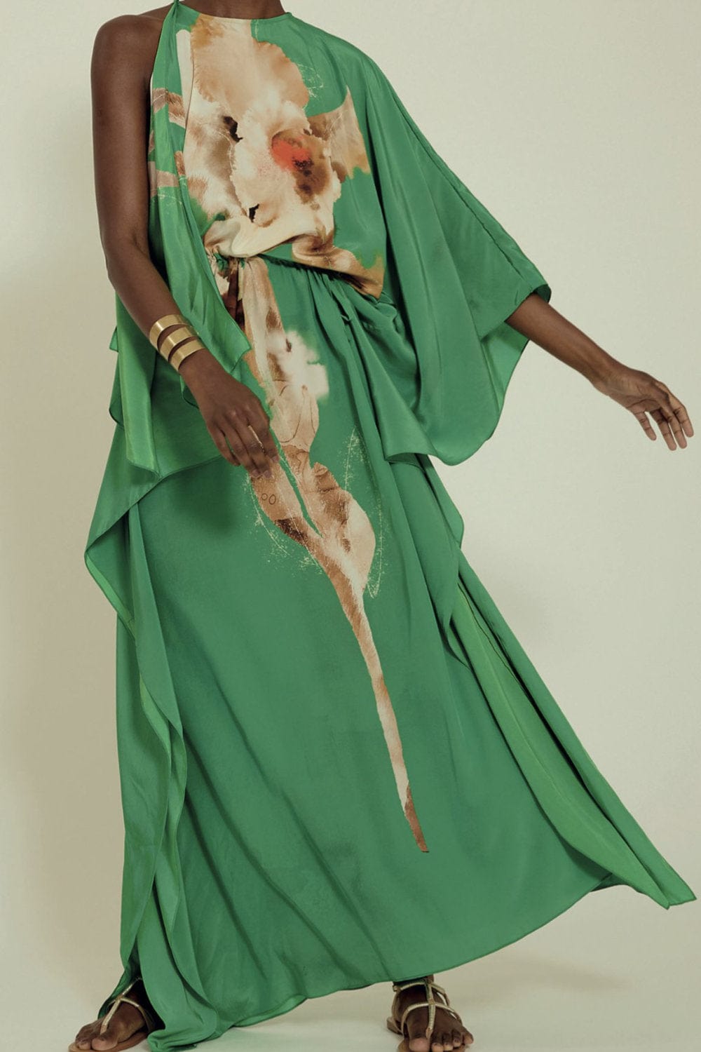 Lenny Niemeyer - Vestido Longo Assimétrico Franzido SEDA  PREMIUM