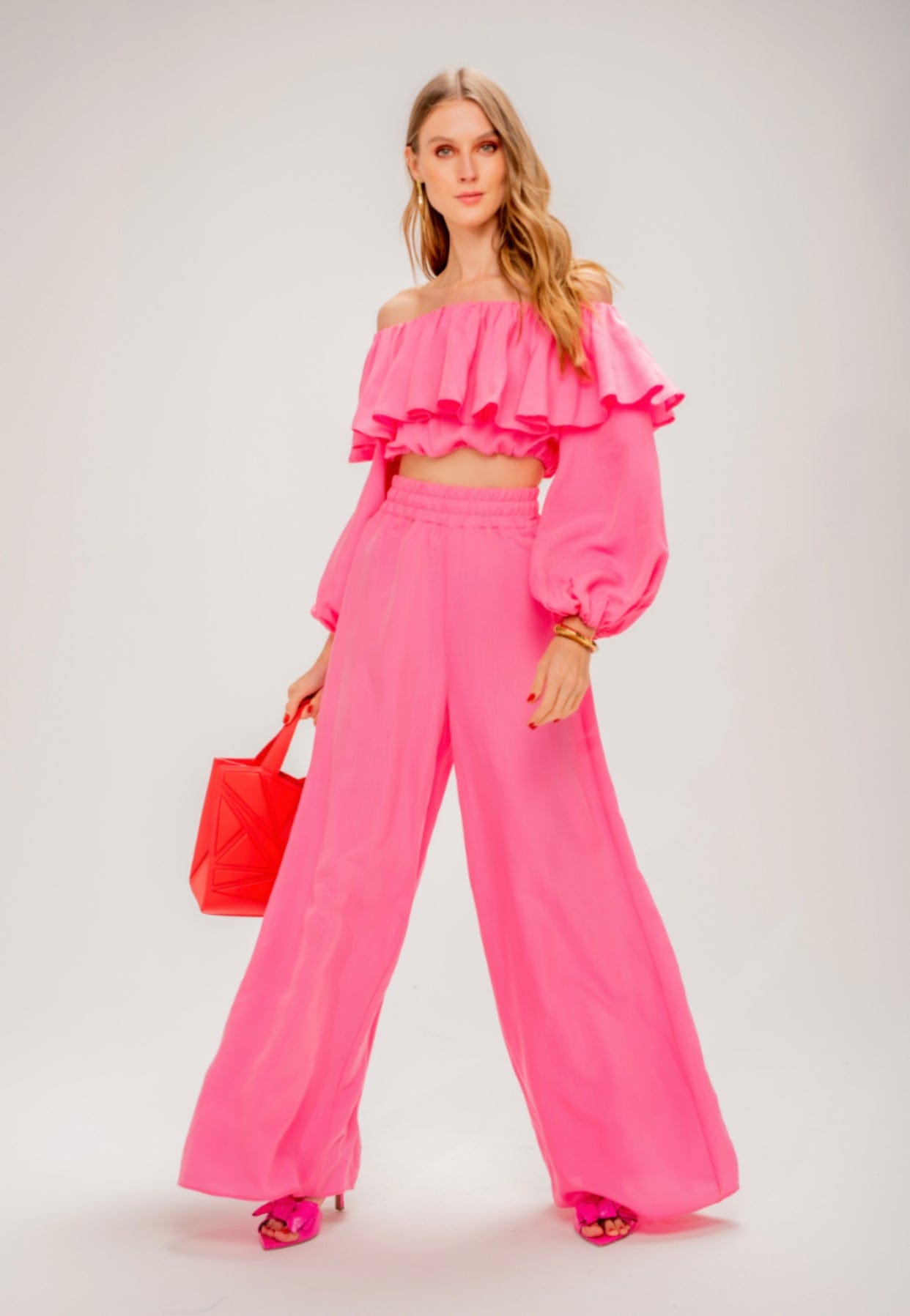 L'Cecci - Calça Pantalona Rosa